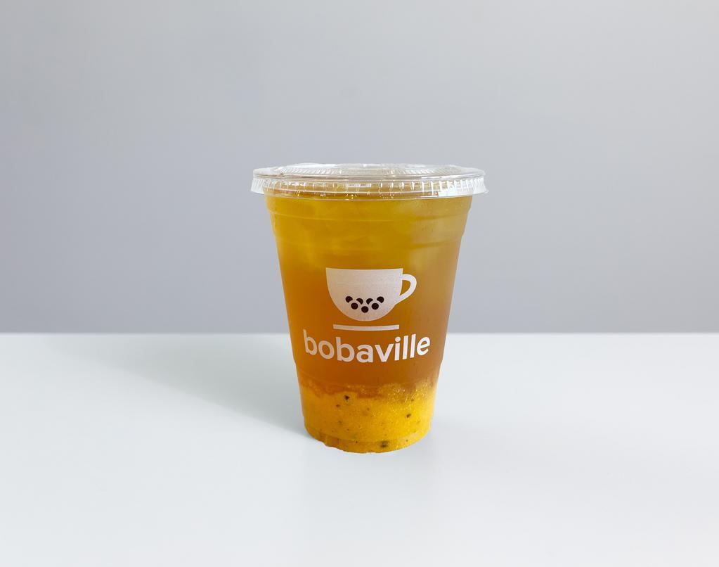Passion Fruit Tea · Jasmine green tea with our passion fruit puree. Passion fruit puree contains seeds. Sweetness cannot be adjusted.