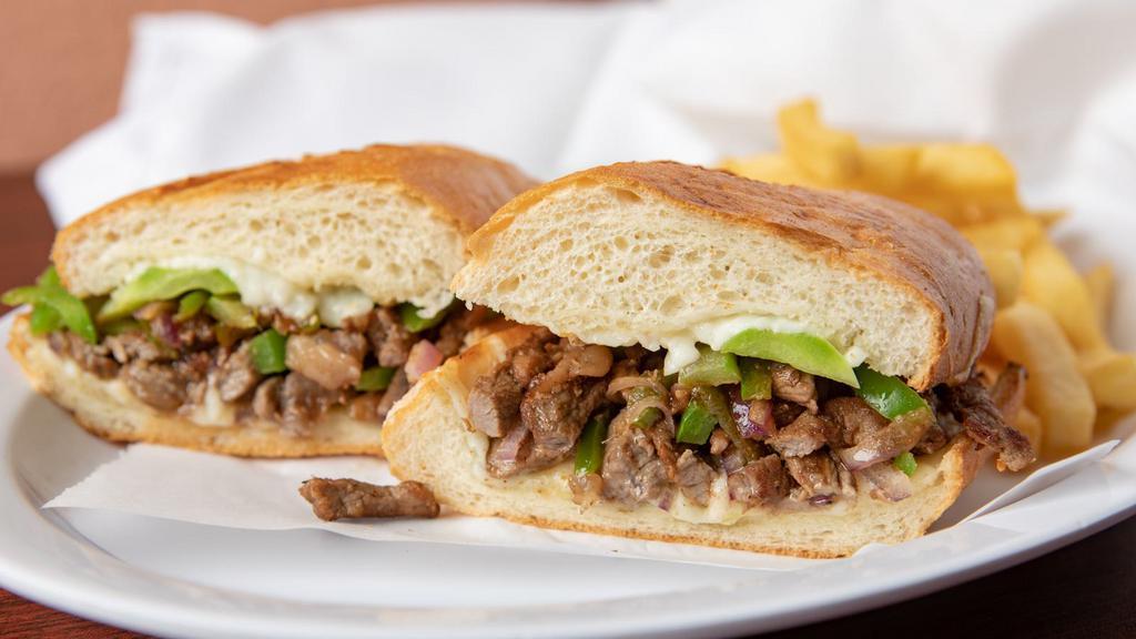 Philly Cheesesteak Sandwich · Sautéed with Bell Pepper, Onion, Cheese