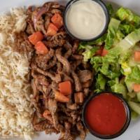 Beef Plate · Served with Rice and Salad