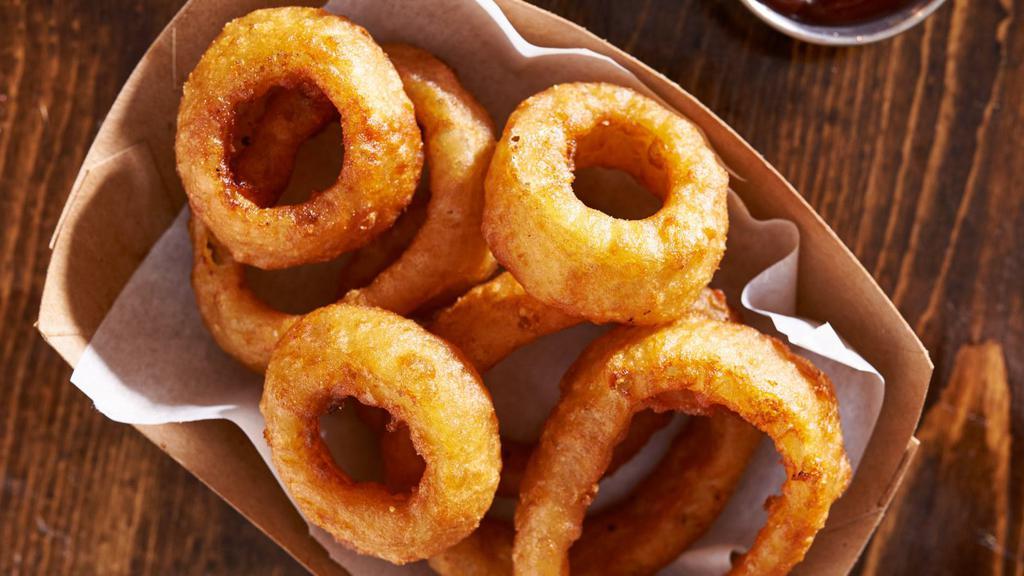 Onion Rings · Crispy golden brown onion rings.