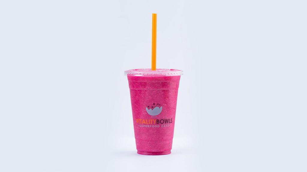 The Dragon Smoothie · 210 calories
Pitaya, guava juice, strawberries, mango, & raspberries