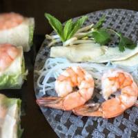 A3. Fresh Spring Roll · Steamed shrimp & sliced chicken breast wrapped in rice paper with vermicelli, lettuce, mint ...