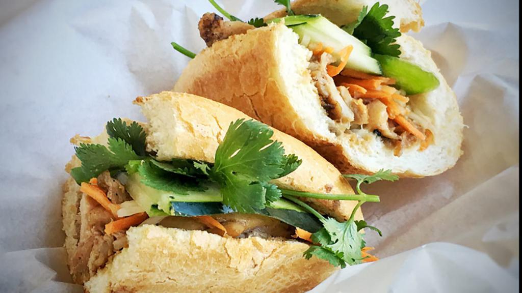 BM1. Gourmet Vietnamese Sandwich · Choice of proteins, garlic mayo, shaved onion, pickled carrot & daikon, cucumber, jalapeno & cilantro.