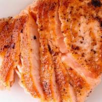 Salmon Fillet · 1/3 lb of lightly seasoned salmon fillet, served with your choice of two sides, please selec...