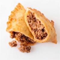 Beef Empanada · handmade with love and packed with our homemade picadillo -- think Sloppy Joe's better-tasti...
