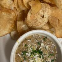 Chips and Dip · Creamy Avocado & Dill Dip with House-made Kennebec Chips