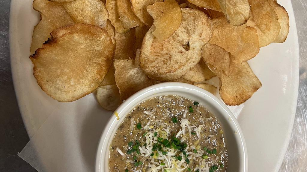 Chips and Dip · Creamy Avocado & Dill Dip with House-made Kennebec Chips