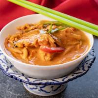 Red Curry · Bamboo shoots, bell peppers and basil leaves. spicy