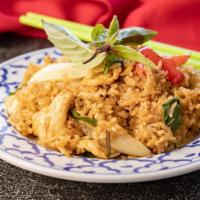 Vegetarian Basil Fried Rice · Vegetarian. Spicy pan fried rice with sweet basil leaves, yellow onion, bell peppers, Thai c...