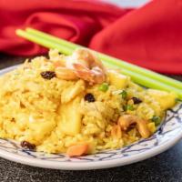 Pineapple Fried Rice · Prawns, chicken, pineapple, egg, raisins and cashew.