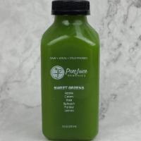Sweet Greens, 12oz · Health starts here!
Apple, Celery, Kale, Spinach, Parsley, Lemon

100% Organic