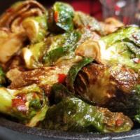 Crispy Brussel Sprouts · maldon salt, lemon, chili flakes