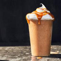 Frozen Caramel Cold Brew · 480 Cal. Caramel and an icy cold brew coffee blend topped with whipped cream and caramel syr...