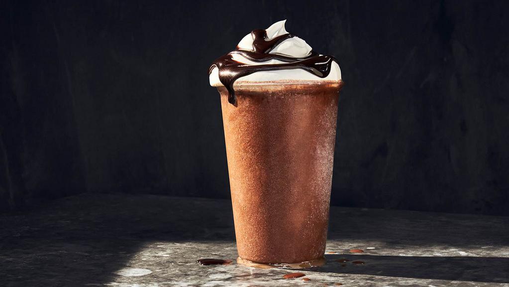 Frozen Chocolate Cold Brew · 440 Cal. Chocolate and an icy cold brew coffee blend topped with whipped cream and chocolate syrup. Allergens: Contains Milk