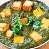 Palak Paneer · Spinach and cottage cheese.