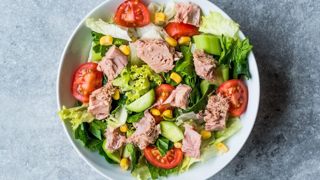 Tuna Salad · Small tuna salad with greens and fresh tomatoes.