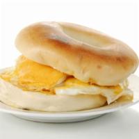 Eggs & Cheese Breakfast Bagel · Two farm fresh eggs with melted cheese in a warm bagel.