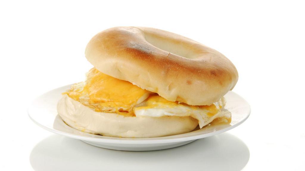 Eggs & Cheese Breakfast Bagel · Two farm fresh eggs with melted cheese in a warm bagel.