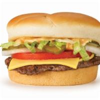 Papa Single® · A single with 100% U.S. Beef patty, a slice of American cheese, lettuce, tomato, onion, pick...