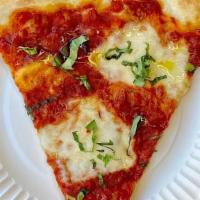 Margherita Slice · organic sauce, fresh mozz, evoo, basil