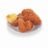 Two Pieces Chicken Combo · Includes biscuit, drink and side.