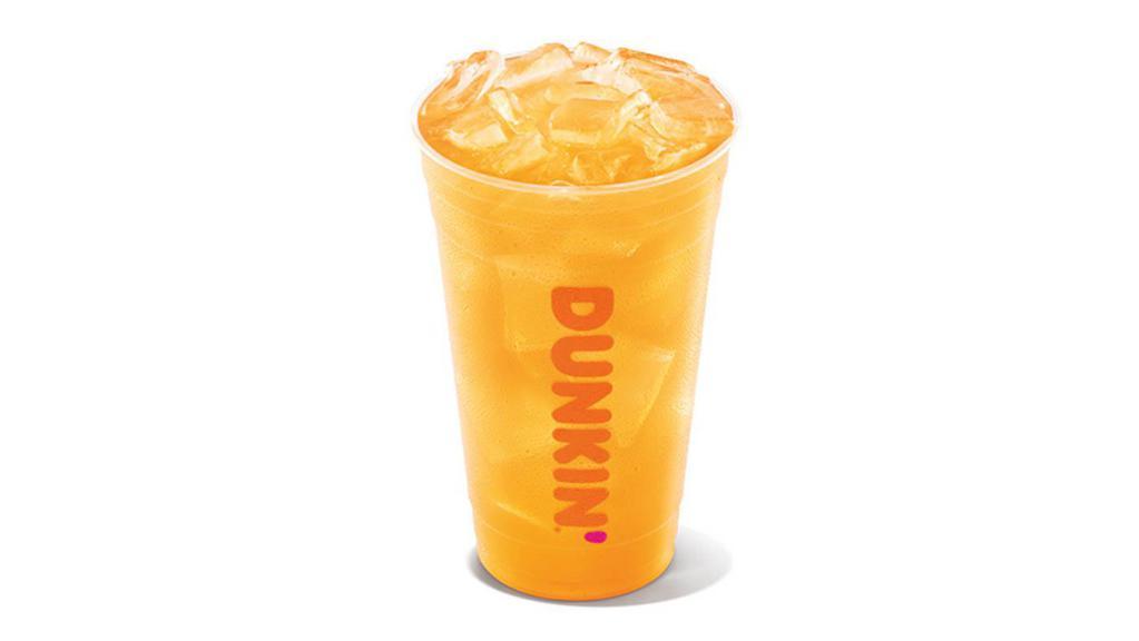 Peach Passion Fruit Dunkin' Refresher · Made with B vitamins and energy from green tea. Try Strawberry Dragonfruit flavored, Peach Passion Fruit flavored and Mango Pineapple flavored.