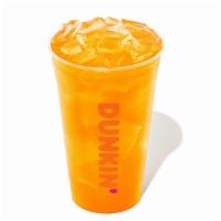 Mango Pineapple Dunkin' Refresher · Made with B vitamins and energy from green tea. Try Strawberry Dragonfruit flavored, Peach P...