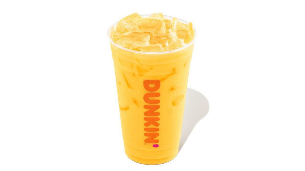 Mango Pineapple Dunkin' Coconut Refresher · Fruit-flavored drinks combined with coconutmilk and B Vitamins for a refreshing boost of energy. Varieties include: Strawberry Dragonfruit, Peach Passion Fruit and Mango Pineapple flavors.