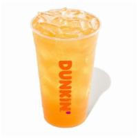Peach Passion Fruit Lemonade Dunkin Refresher · Your favorite fruit flavors combined with refreshingly sweet lemonade. Available in Strawber...