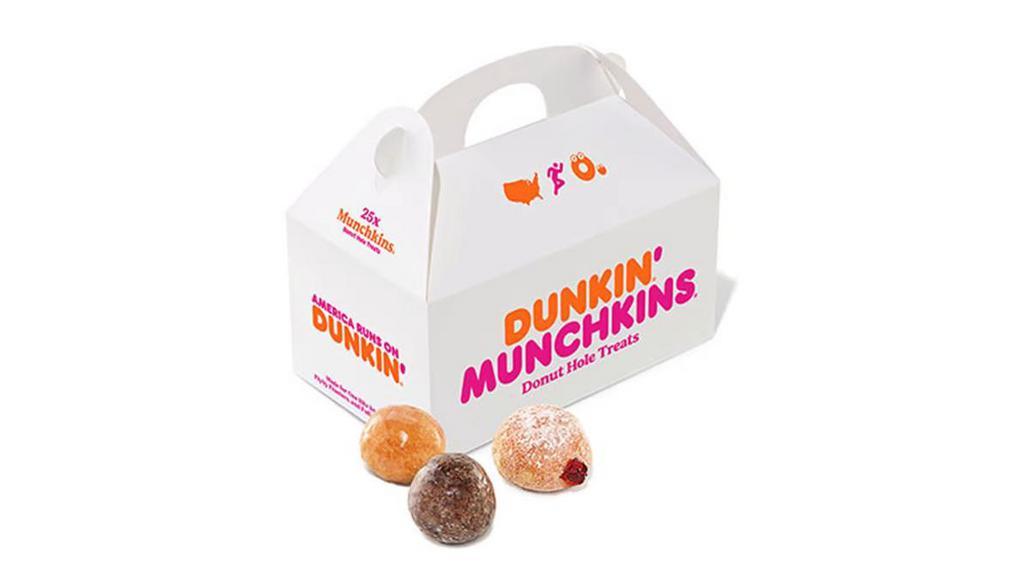 Munchkins® Donut Hole Treats · Our Famous Munchkins® make the perfect treat to share with friends, family and colleagues alike. Made fresh daily in a variety of colorful and delicious flavors, there's a favorite for everyone.

Be a real hero and pick up a Box O' Joe® while you're there.

Available in the following varieties*: Glazed; Glazed Chocolate; Jelly; Powdered Sugar; Cinnamon; Sugar Raised.

(*Availabilty may vary depending on location)