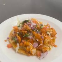Shrimp tacos · Lettuce, Pico de Gallo chipotle sauce, cilantro