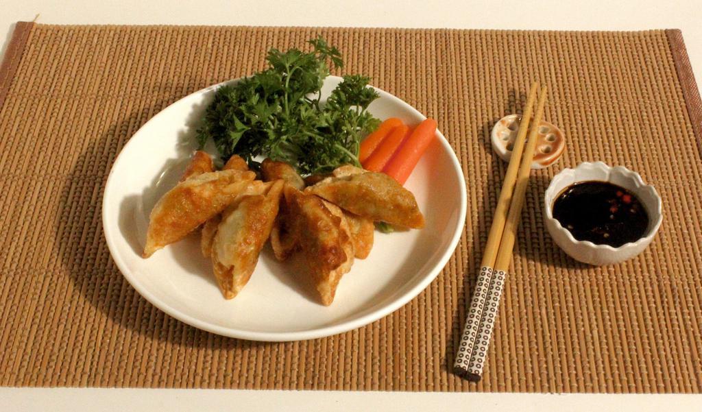 Veggie Pot Sticker · Try Our RJ's Chrispy Veggie Pot Sticker made with Assorted vegetable, (450cal) <Veggies and Fruit toppings are Seasonal>