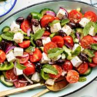 Greek Salad · Romaine, Tomatoes, Kalamata Olives, Cucumber, Bell Pepper, Pickled Red Onion, Feta, Red Wine...