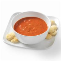 Side Of Tomato Basil Bisque   · Rich and zesty tomato soup with cream, sherry, basil and garlic. | 140 Calories | V | LC | G-S