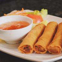 Egg Rolls · come with four rolls, ground pork and shrimp mixed with vegetables. wrapped with rice paper ...