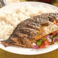 Grilled Pompano Combo · Combo comes with One (1) Freshly Grilled Pompano + (Steamed Rice) or (Bihon Noodles) or (Hal...