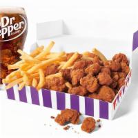 Spicy Popcorn Chicken Big Box Combo · Includes medium French fries and choice of a small drink