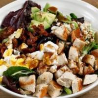 Cobb Salad · Spring mix, roasted chicken, avocado, bacon, har-boiled eggs, crumbled blue cheese, balsamic...