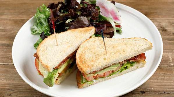 BLTA · Bacon, lettuce, tomato, avocado and mayonnaise on sourdough bread.