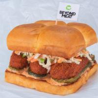 Beyond® The Hot Chick · Two crispy fried Beyond® tenders, spiced to your liking, Plain, Nashville Hot or Nashville H...