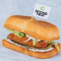 Beyond® Bad Mutha Clucka Slider · Crispy fried Beyond® tenders (plant based), spiced to your liking, Plain, Nashville Hot or N...