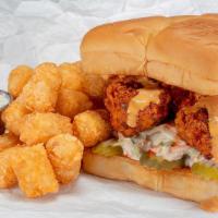 The Hot Chick Combo · The Hot Chick sandwich with a choice of fries, tots, hot fries or hot tots