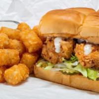 Bad Mutha Clucka Combo · bad mutha clucka sandwich with a choice of fries, tots, hot fries or hot tots