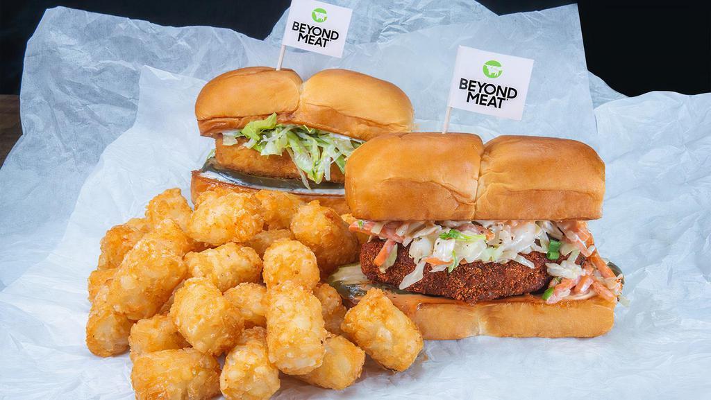 Beyond® 2-Slider Combo · 2 of our beyond® slider options with a choice of fries, tots, hot fries or hot tots