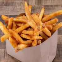 Hot Fries · Fries dusted with Hot Haus Rub.  Served with Miso Ranch or Blue Cheese dressing.