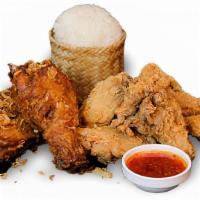 Combo Set · 6 wings + Hat Yai chicken + A choice of Jasmine rice, Sticky Rice or Salad