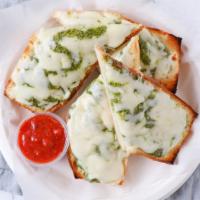 Garlic Bread with Pesto Sauce and Cheese · 