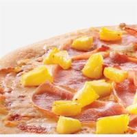 Hawaiian Pizza · Red sauce, mozzarella cheese, Canadian bacon and pineapple.