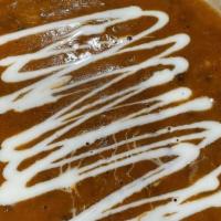 DAL MAKHANI · Black Lentils, Yellow split, Red kidney beans cooked in chef choice of spices and herbs. Ser...