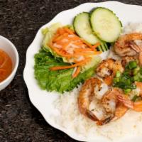 39. Cơm Tôm Nướng · BBQ shrimp with steamed rice.